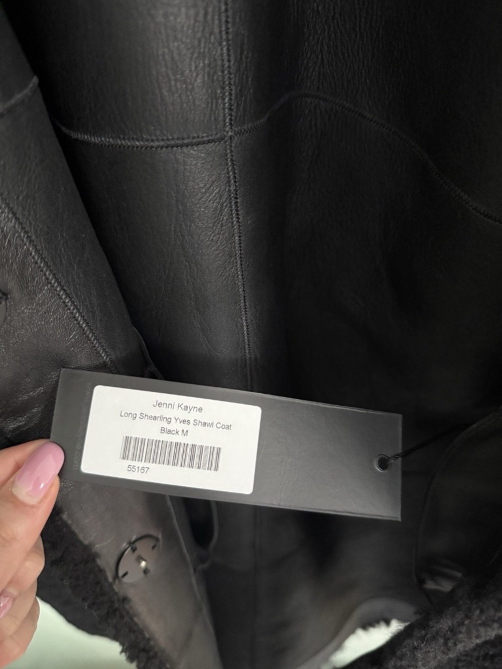 NWT Jenni Kayne Long Shearling Yves Shawl Coat Black Size Medium $1895 - Picture 8 of 8